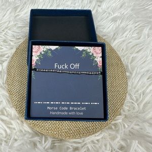 Sweary Bracelet F off Morse Code w gift box Morse Code silver beaded bracelet